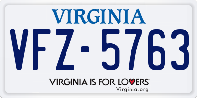 VA license plate VFZ5763