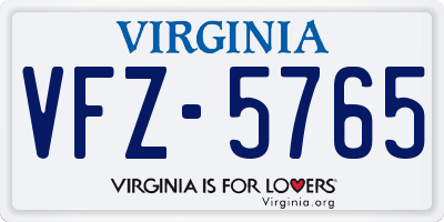 VA license plate VFZ5765