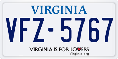 VA license plate VFZ5767
