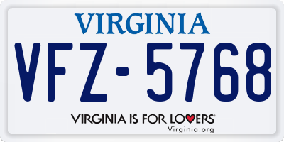 VA license plate VFZ5768