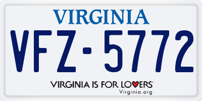 VA license plate VFZ5772