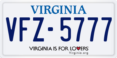VA license plate VFZ5777