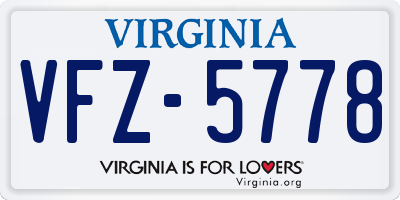 VA license plate VFZ5778