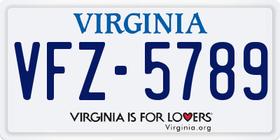VA license plate VFZ5789