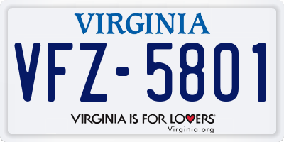VA license plate VFZ5801