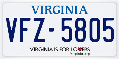 VA license plate VFZ5805