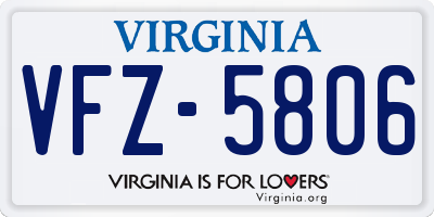 VA license plate VFZ5806