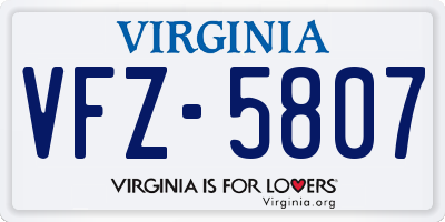 VA license plate VFZ5807