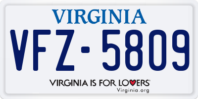 VA license plate VFZ5809