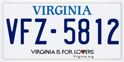 VA license plate VFZ5812