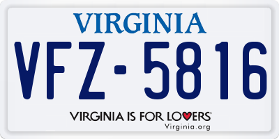 VA license plate VFZ5816