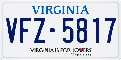 VA license plate VFZ5817