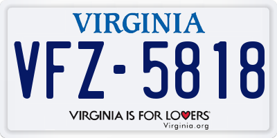 VA license plate VFZ5818