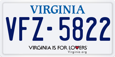 VA license plate VFZ5822