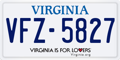 VA license plate VFZ5827