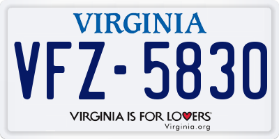 VA license plate VFZ5830