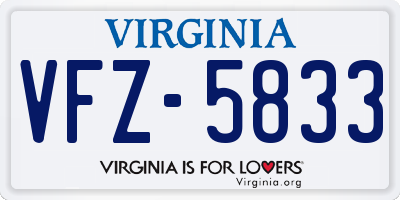 VA license plate VFZ5833