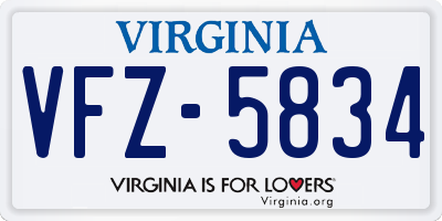 VA license plate VFZ5834