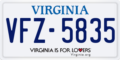 VA license plate VFZ5835