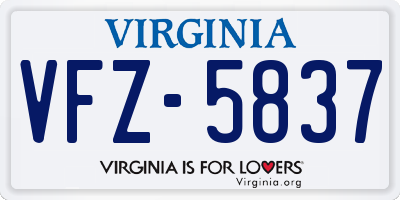 VA license plate VFZ5837