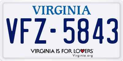 VA license plate VFZ5843