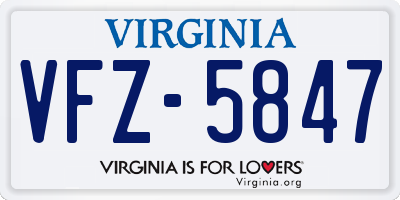 VA license plate VFZ5847