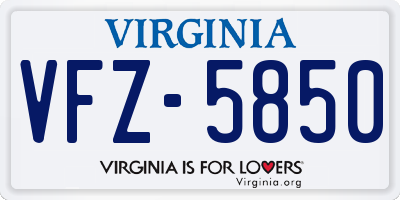 VA license plate VFZ5850