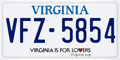 VA license plate VFZ5854