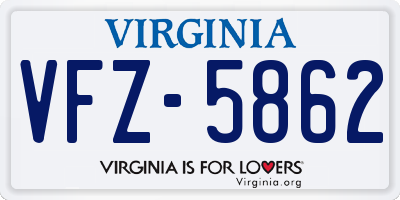 VA license plate VFZ5862