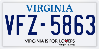 VA license plate VFZ5863
