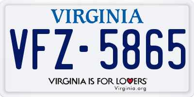 VA license plate VFZ5865