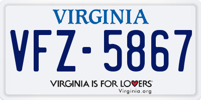VA license plate VFZ5867