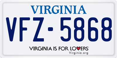 VA license plate VFZ5868
