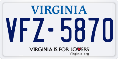 VA license plate VFZ5870