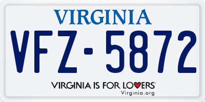 VA license plate VFZ5872