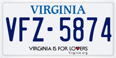 VA license plate VFZ5874