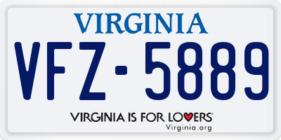 VA license plate VFZ5889