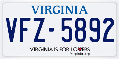 VA license plate VFZ5892