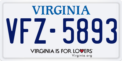 VA license plate VFZ5893
