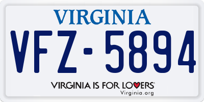 VA license plate VFZ5894