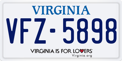 VA license plate VFZ5898