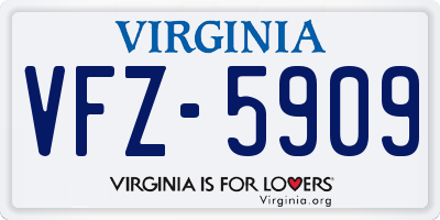 VA license plate VFZ5909