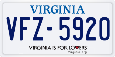 VA license plate VFZ5920