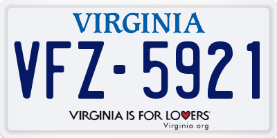 VA license plate VFZ5921