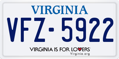 VA license plate VFZ5922