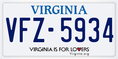 VA license plate VFZ5934
