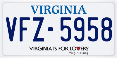 VA license plate VFZ5958