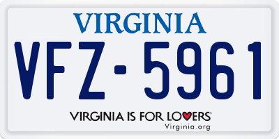 VA license plate VFZ5961