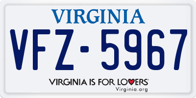 VA license plate VFZ5967