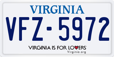 VA license plate VFZ5972